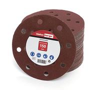 Woltersberger® 50 pièces Disques Abrasifs Rouge │ 15 trous │ Ø 150 mm │ grain 150 │ pour ponceuses orbitales aléatoires │ Feuilles Abrasives │ Papier Abrasif