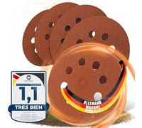 Woltersberger® 50 pièces Disques Abrasifs Rouge │ 8 trous │ Ø 125 mm │ grain 800 │ pour ponceuses orbitales aléatoires │ feuilles abrasives │ papier de verre
