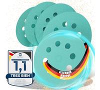 Woltersberger® 50 pièces Disques Abrasifs Vert │ 8 trous │ Ø 125 mm │ grain 1000 │ pour ponceuses orbitales aléatoires │ feuilles abrasives │ papier de verre