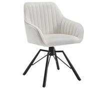 WOLTU 1 chaise pivotante en velours pour salle à manger, cuisine, salon, rembourrée avec accoudoirs, pieds en métal, ergonomique, crème, EZS12cm