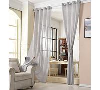 WOLTU® 1 pièce Rideau Voilage à œillets Déco Maison Salon Chambre, Rideau translucide, Léger et aéré, Texture de Voile Fin, 140x225 cm, Gris Clair