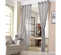 WOLTU® 1 pièce Rideau Voilage à œillets Déco Maison Salon Chambre, Rideau translucide, Léger et aéré, Texture de Voile Fin, 140x225 cm, Gris Foncé