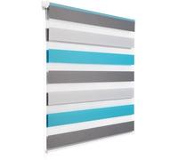 WOLTU 1 pièce Store Enrouleur, Double Fixation Rapide sans perçage, Store Isolant Thermique,80x130cm Blanc+Gris+Turquoise