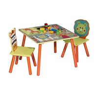WOLTU 1 Table d'enfant avec 2 Chaises, Mobilier Enfants | avec Motif Animaux Cartoons Animation, pour Enfants d'âge préscolaire