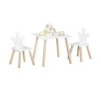 WOLTU 1 Table d'enfant avec 2 Chaises, Mobilier Enfants | pour Crèche, Jardin d'Enfants, en MDF + Bois , Blanc + Couleur de Bois Clair