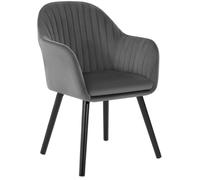 WOLTU 1 X Chaise de Salle à Manger en Velours ,Pieds en Bois Noir,Chaise de Relax, Chaise de Salon, Gris Foncé