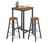 WOLTU 1 X Table de Bar + 2 X tabourets de Bar en MDF et métal, Ensemble Table de Bar avec Tabourets, Table à Manger avec 2 Chaises, Petite Table de Cuisine, Marron Rustique + Noir