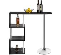 WOLTU Table de Bar avec 3 Tablettes et Porte-Bouteilles, Table de Cuisine Haute en MDF et Métal, Mange Debout pour Bar, Cuisine, Salon, 113 x 40 x 105 cm, Noir