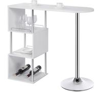 WOLTU 1 x Table de bar-bistrot, Table de cuisine en MDF et métal, Table de salle à manger avec 3 tablettes et porte-bouteilles,