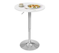 WOLTU 1 X Table de bar en MDF avec pied, Table ronde, Hauteur réglable, Blanc