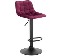 WOLTU 1 X Tabouret de Bar en velours et métal, Chaise de comptoir réglable en Hauteur et Rotatif, Bordeaux