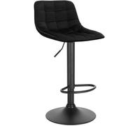 WOLTU 1 X Tabouret de Bar en velours et métal, Chaise de comptoir réglable en Hauteur et Rotatif, Noir