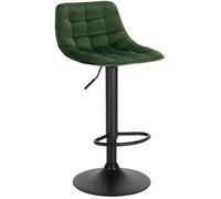 WOLTU 1 X Tabouret de Bar en velours et métal, Chaise de comptoir réglable en Hauteur et Rotatif, Vert Foncé