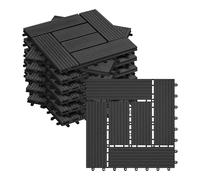 WOLTU 11 pièces Carrelage de sol Dalle WPC 30x30cm pour jardin terrasse extèrieur fixation plug-in, Anthracite 1 m²