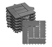 WOLTU 11 pièces Carrelage de sol Dalle WPC 30x30cm pour jardin terrasse extèrieur fixation plug-in, Gris Clair 1 m²