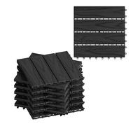 WOLTU 11 pièces Dalle de sol WPC 30x30cm Carrelage pour revêtement jardin extèrieur fixation plug-in, Anthracite 1 m²