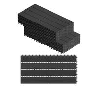 WOLTU 12 × WPC Dalle de sol Revêtement Carrelage, 30×60cm/Pièce,Anthracite | en Composite Bois-Plastique, pour Jardin, Terrasse, avec Système d'Encliquetage pour Fixation(12 pièces /2m²)