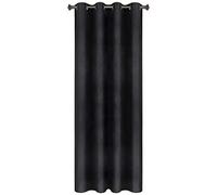 WOLTU 1PC Rideau Occultant avec œillets Rideaux en Velours de 300 g/m² Tombé Lourd de Fenêtre Thermique, 140x270 cm Noir