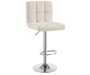 WOLTU 1X Tabouret de Bar avec Dossier en Lin,Tabouret Ajustables en Hauteur,Crème Blanc