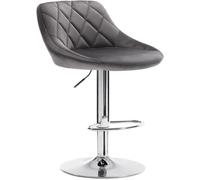 WOLTU Tabouret de Bar, Chaise de Bar Haute Cuisine, Réglable en Hauteur, Siège pivotant à 360° Confortable, avec Dossier et Repose-Pieds, pour Cuisine, Salle à Manger, en Velours, Gris foncé