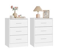WOLTU 2 pièces/ensemble Table de chevet Table d'appoint 39x54x28cm avec 3 tiroirs armoire de rangement moderne pour chambre salon Chêne clair
