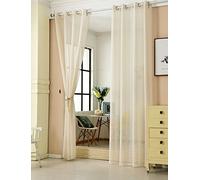WOLTU® 2 pièces Rideaux Semi-Transparents Déco Maison, Voilage à œillets, Accessoire de mobilier, Convient à la Chambre à Coucher et au Salon, 140x245cm, Crème