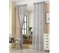 WOLTU® 2 pièces Rideaux Semi-Transparents Déco Maison, Voilage à œillets, Accessoire de mobilier, Convient à la Chambre à Coucher et au Salon, 140x225cm, Gris Clair