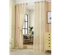 WOLTU® 2 pièces Rideaux Semi-Transparents Déco Maison, Voilage à œillets, Accessoire de mobilier, Convient à la Chambre à Coucher et au Salon, 140x245cm, Sable