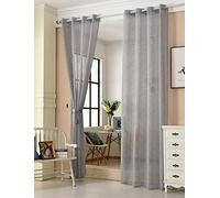 WOLTU 2 pièces Rideaux Voilage à œillets, 140x225cm, Gris Foncé