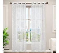 WOLTU 2 pièces Rideaux Voilage à œillets, 245x140cm, Blanc | Voilage décoratif, Laisse passer la lumière, Salon et chambre, Dimensions variées, Pose facile, Style moderne