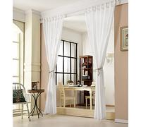 WOLTU 2 pièce Rideau Voilage, décoration pour fenêtre, Suspension à Pattes, 140x225 cm, Blanc, VH5864ws-2