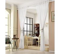 WOLTU 2 Pièces Rideaux Voilage à Pattes, 175x140cm, Blanc | Voilage décoratif, Laisse passer la lumière, Salon et chambre, Dimensions variées, Pose facile, Style moderne