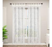 WOLTU 2 Pièces Rideaux Voilage à Pattes, 225x140cm, Beige | Voilage décoratif, Laisse passer la lumière, Salon et chambre, Dimensions variées, Pose facile, Style moderne