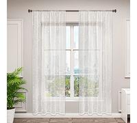 WOLTU 2 Pièces Rideaux Voilage avec Galon Fronceur, 225x140cm, Beige | Voilage décoratif, Laisse passer la lumière, Salon et chambre, Dimensions variées, Pose facile, Style moderne