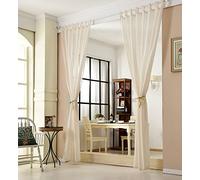 WOLTU®2 Pièces Rideaux Voilage, Décoration Maison, Rideau à Pattes, Translucide, Voile Léger, 140x225cm, Crème