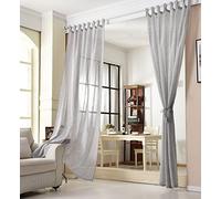WOLTU®2 Pièces Rideaux Voilage, Décoration Maison, Rideau à Pattes, Translucide, Voile Léger, 140x225cm, Gris Clair