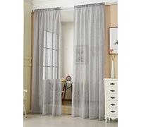 WOLTU® 2 Pièces Rideaux Voilage, Décoration Maison, Suspension avec Galon Fronceur, Rideau Translucide, Voile Léger, 140x245cm, Gris Clair