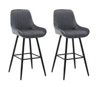 WOLTU 2×Tabourets de Bar Hauts avec Dossier, Chaise Moderne avec Repose-Pieds Carré, Tabouret Ergonomique en Velours pour Le Bistrot, Hauteur d'Assise 71 cm, Pieds en Métal, Grigio Scuro, BH394dgr-2
