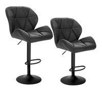 WOLTU Lot de 2 Tabourets de Bar Réglables en Hauteur, Chaises Hautes pour Bar avec Dossier, Siège Rembouré en Similicuir Pied en Métal, Noir