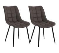 WOLTU 2 X Chaises de Salle à Manger Chaises de Cuisine Assise rembourrée en Tissu Scientifique Pieds en métal Stable,Gris Foncé