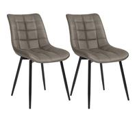 WOLTU Chaises de Salle à Manger Lot de 2,Similicuir,Gris Graphite | Chaise à Assise Rembourrée épaisse,Pieds en Métal,pour Salle à manger,Salon,Chambre,Charge 150kg