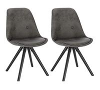 WOLTU Chaise de Salle à Manger Lot de 2 siège en Tissu Scientifique Pied en Bois Massif, Chaise de Cuisine Chaise de Salon Anthracite, BH268an-2