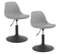 WOLTU 2 X Réglable Tabouret Chaise Travail Chaise de Salle à Manger Tabouret de Maquillage Chaise Pivotante Similicuirs pour Bureau Domicile Magasin, Hauteur Réglable de 39,5-50,5cm,Gris BH304gr-2