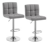 WOLTU Tabouret Bar Lot de 2, Chaise Haute de Bar Pivotant à 360° et Réglable en Hauteur, pour Îlot Central Cuisine, Comptoir, Tabourets avec Dossier et Repose-pieds, en Lin, Gris Clair