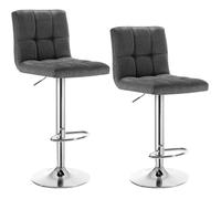 WOLTU Tabouret Bar Lot de 2, Chaise Haute de Bar Pivotant à 360° et Réglable en Hauteur, pour Îlot Central Cuisine, Comptoir, Tabourets avec Dossier et Repose-pieds, en Lin, Gris Foncé