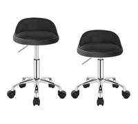 WOLTU 2 x Tabouret de Bureau avec Dossier, Chaise d'ordinateur à roulettes, Réglable en Hauteur 43-54,5cm, Gris foncé BS127dgr-2