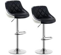 WOLTU Tabouret de Bar Lot de 2, Chaise de Bar Haute Cuisine, Réglable en Hauteur, Siège pivotant à 360° Confortable, avec Dossier et Repose-Pieds, pour Cuisine, Salle à Manger, en Similicuir, Noir