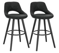 WOLTU Tabouret Bar Lot de 2, avec Dossier, Cadre en Bois, Tissu, Anthracite | Chaise Haute Bar, Repose-pieds, Siège Haut Rembourré 69cm, Tabouret pour Îlot de Cuisine, Bistro