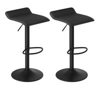 WOLTU Tabouret Bar Lot de 2, Hauteur Réglable, PVC+Métal,Noir+Noir | Chaise de bar, Siège pivotant à 360°, avec repose-pieds, pour Cuisine, Salle à Manger