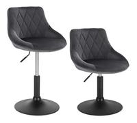 WOLTU 2 X Tabourets de bar siège bien rembourré en velours , Hauteur réglable pieds en métal, Gris Foncé